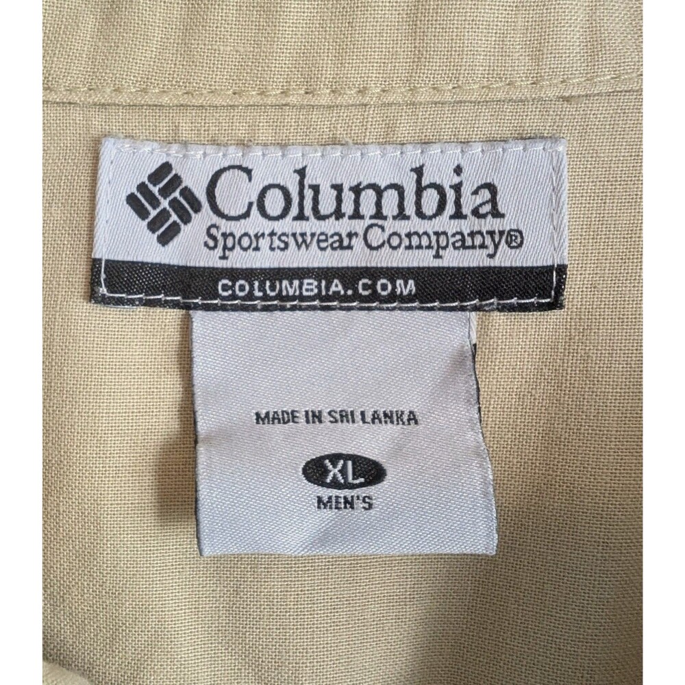 Columbia Size XL Button Down Shirt Mens Short Sleeve Ramie Extra Large Yellow - Picture 3 of 4